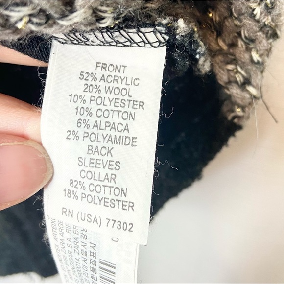 ZARA•metallic wool alpaca open loose crochet knit long sleeve sweater small - Picture 5 of 8